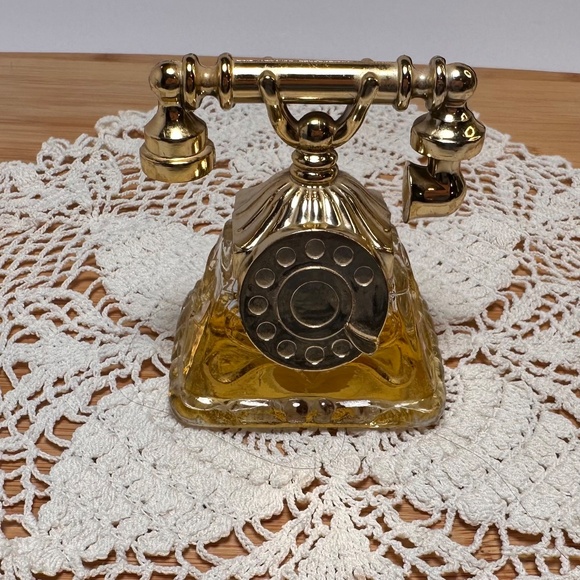 Vintage Avon Charisma  Rotary Telephone Bottle Glass Gold Retro Phone - Picture 2 of 4